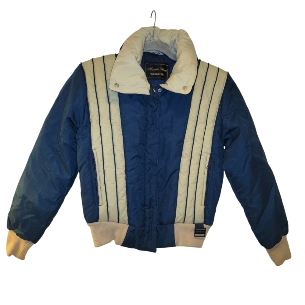 Yamaha, Vintage Phazer Snowmobile Jacket, Beige and Blue, Zip Up, Women's sz S R
